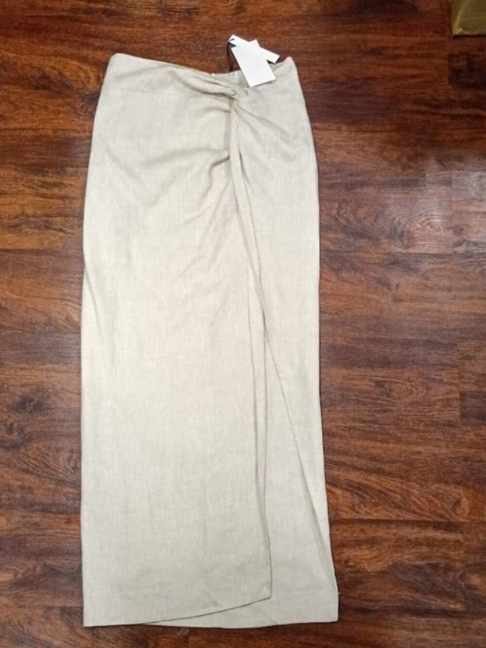 Lisa Maree Linen Tan Beige long Skirt Sz S Linen Blend Wrap Style NWT - Picture 2 of 15